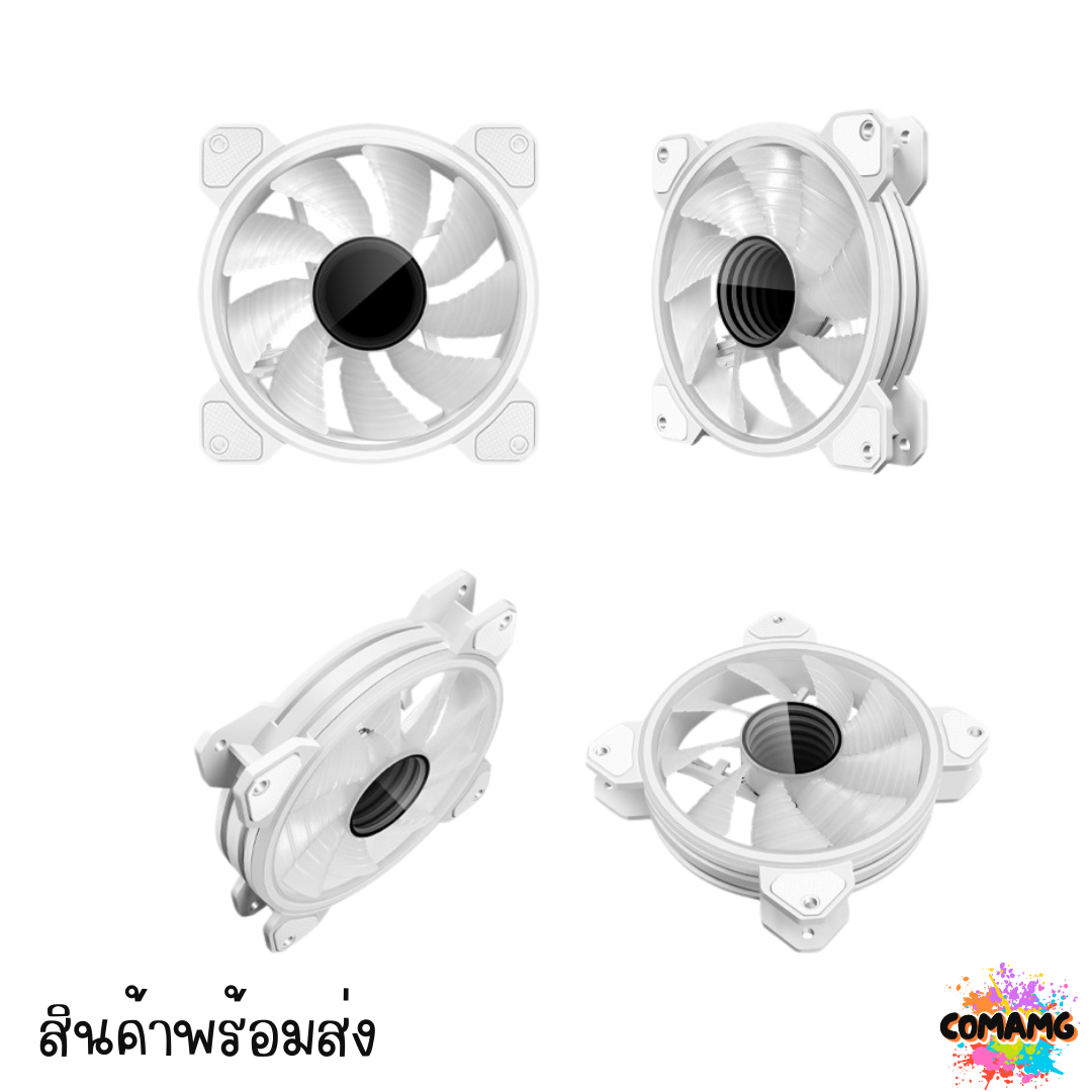 พัดลมคอมพิวเตอร์ Coolmoon 12CM ไฟARGB หัว3พิน พัดลม4พิน รุ่นSnow goggles