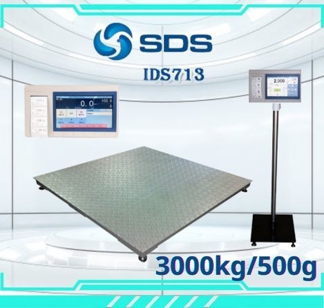 ตาชั่งดิจิตอล เครื่องชั่งน้ำหนักตั้งพื้น 3000กิโลกรัม ความละเอียด 500กรัม แบบมีเครื่องพิมพ์สติกเกอร์ในตัว ยี่ห้อ SDS รุ่น IDS713มี Built-In Printer ขนาดแท่น 100x100cm. ในตัว สามารถปริ้นสติ๊กเกอร์ได้