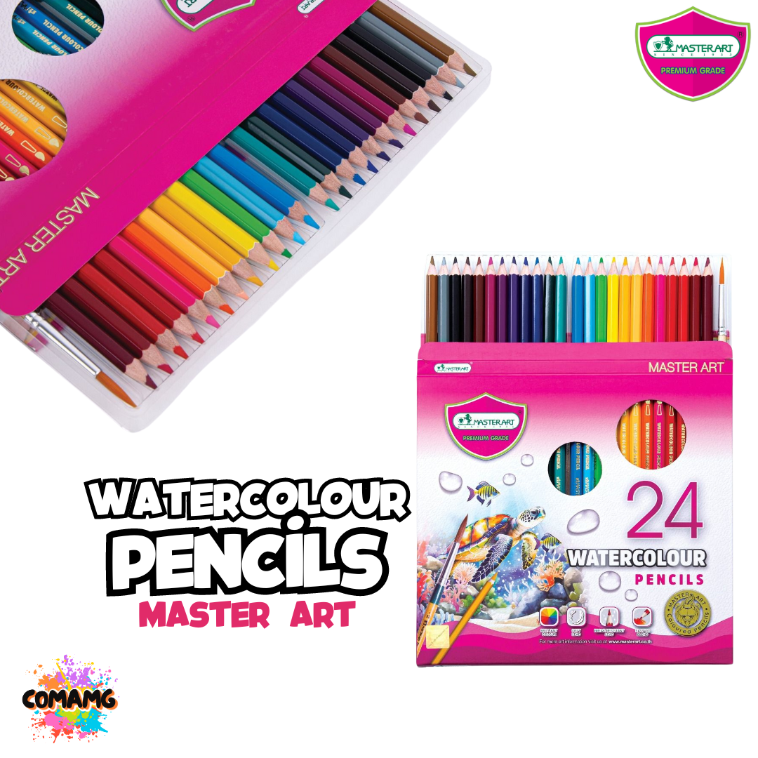 Master Art ดินสอสี สีไม้ระบายน้ำ มาพร้อมพู่กัน มี 12-48 สี พร้อมส่งสีไม้มาสเตอร์อาร์ต