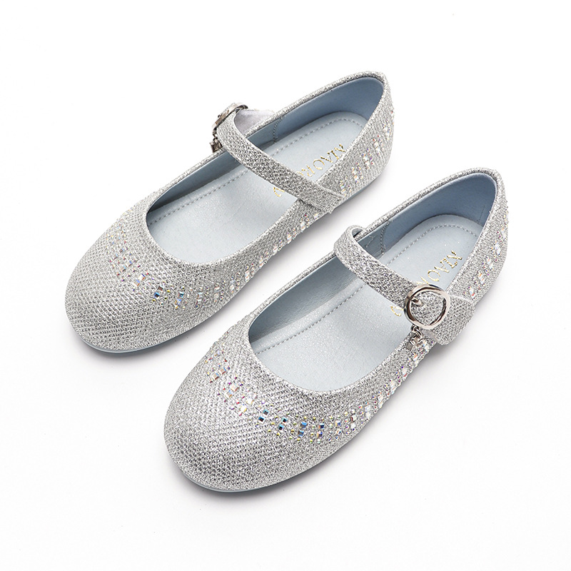 Shoe1505- รองเท้าคัชชูเด็กเล็ก รองเท้าคัชชูเด็กหญิง ติดเพชรเล็กๆดูสวยหรู ไม่มีส้น ใส่สบาย (ความยาววัดจากพื้นภายใน ให้ใช้ความยาวเท้า +0.5 cm.แล้วแลือก)