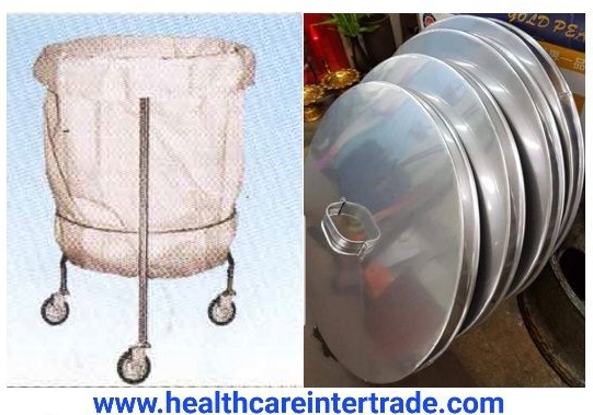 โครงใส่ผ้าเปื้อน (Laundry Bag Carrier) รวมถุงผ้าเปื้อน(สีครีม) #573 พร้อมฝา