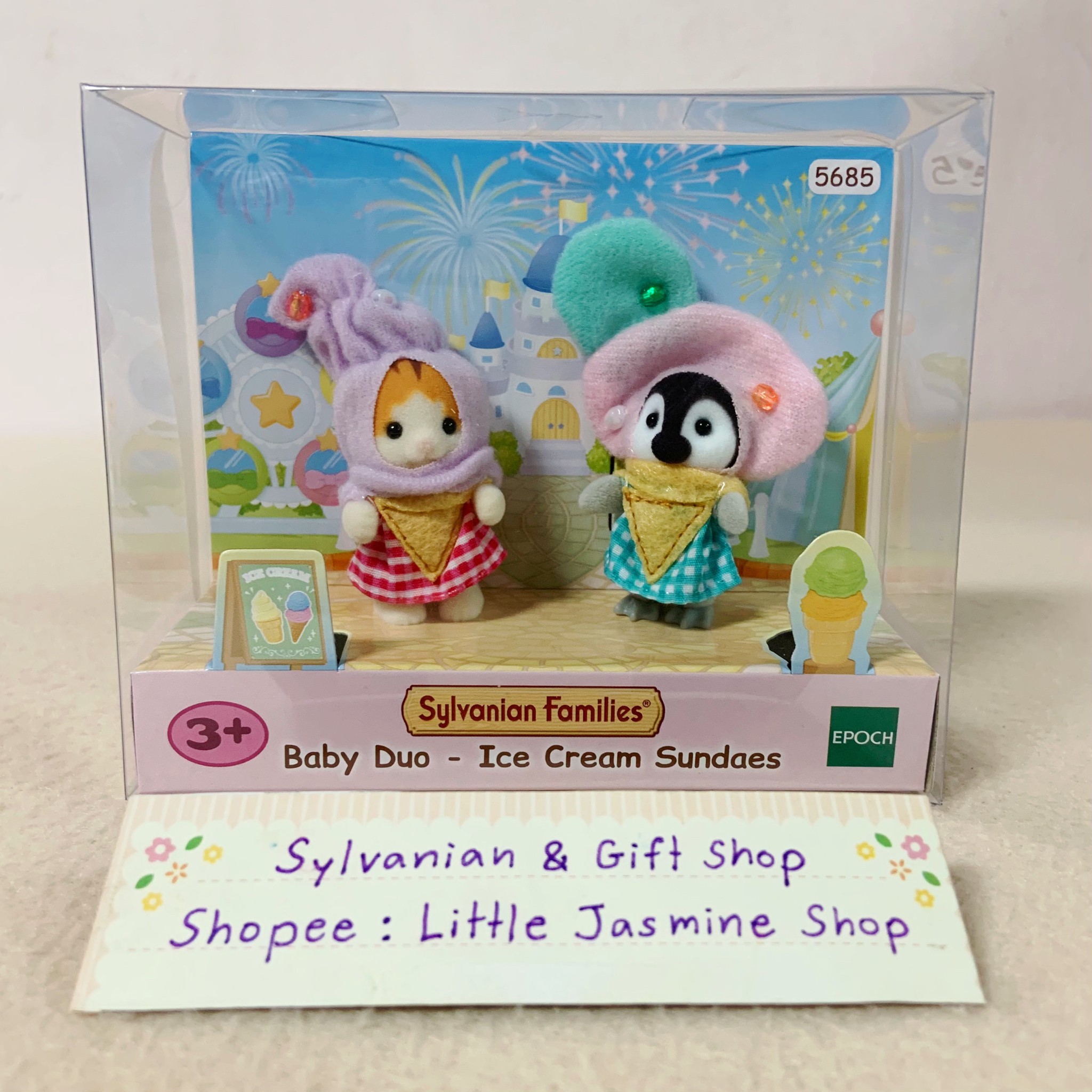 ⭐️ Limited 🏠 ตุ๊กตาเบบี้ดูโอ ไอศกรีมซันเดย์ ซิลวาเนียน Baby Duo–Ice Cream Sundaes (Penguin & Maple) Sylvanian บ้านตุ๊กตา
