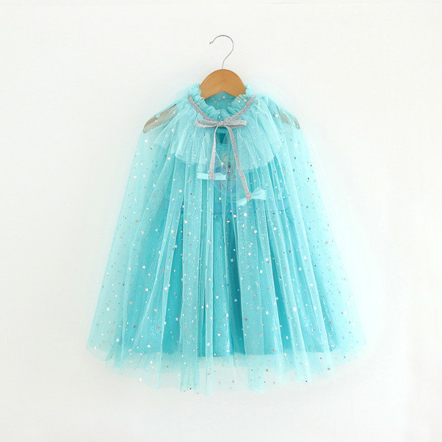 sh51022 เสื้อคลุมสีขาวเจ้าหญิงน้อยแสนสวยสีฟ้า สายผูกปรับขนาดตามรอบไหล่ผ้านุ่มไม่คัน