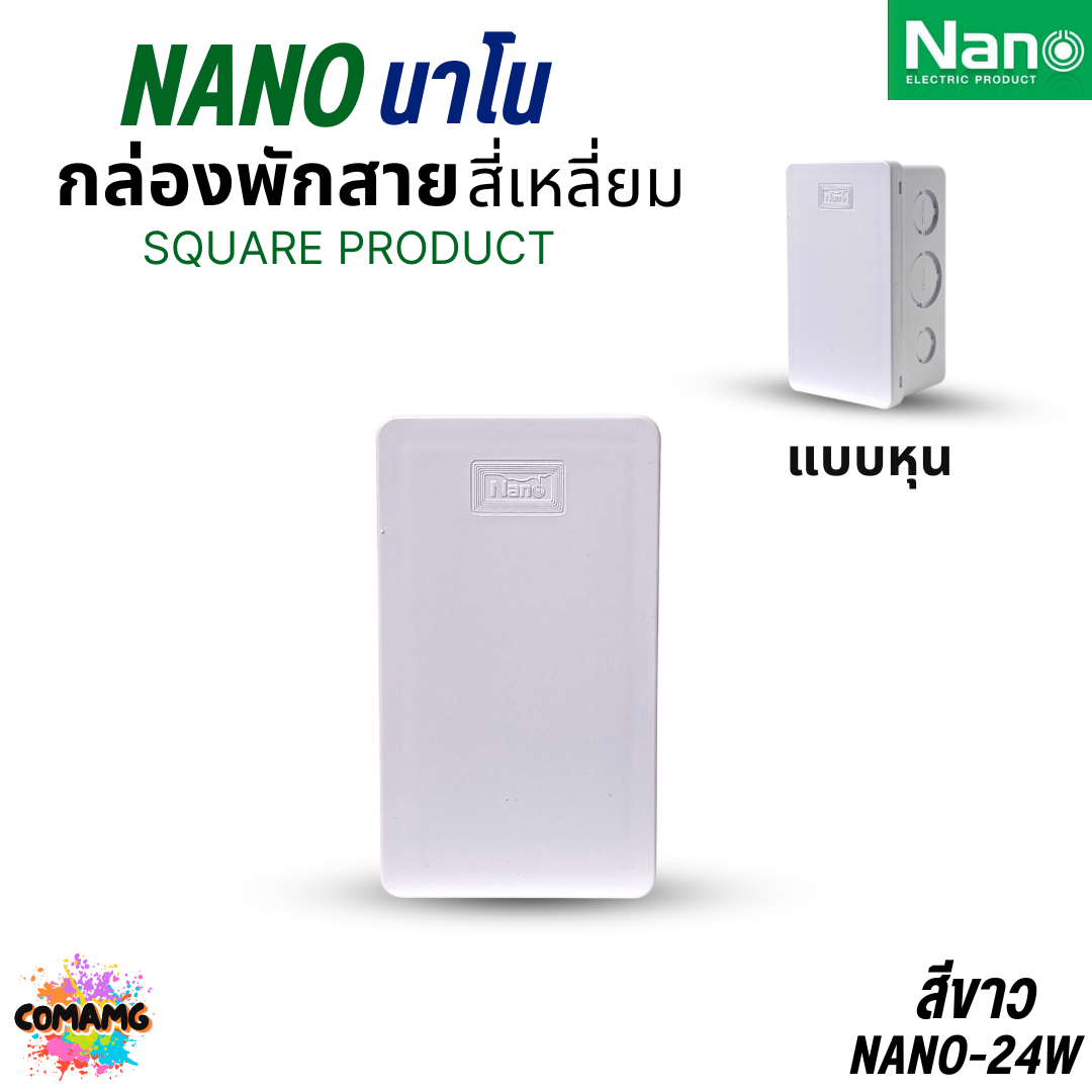 NANO กล่องพักสาย แบบมิล แบบหุน NANO-24 2x4 สีขาว สีดำ / NANO-44W 4x4 สีขาว สีดำ พร้อมส่ง