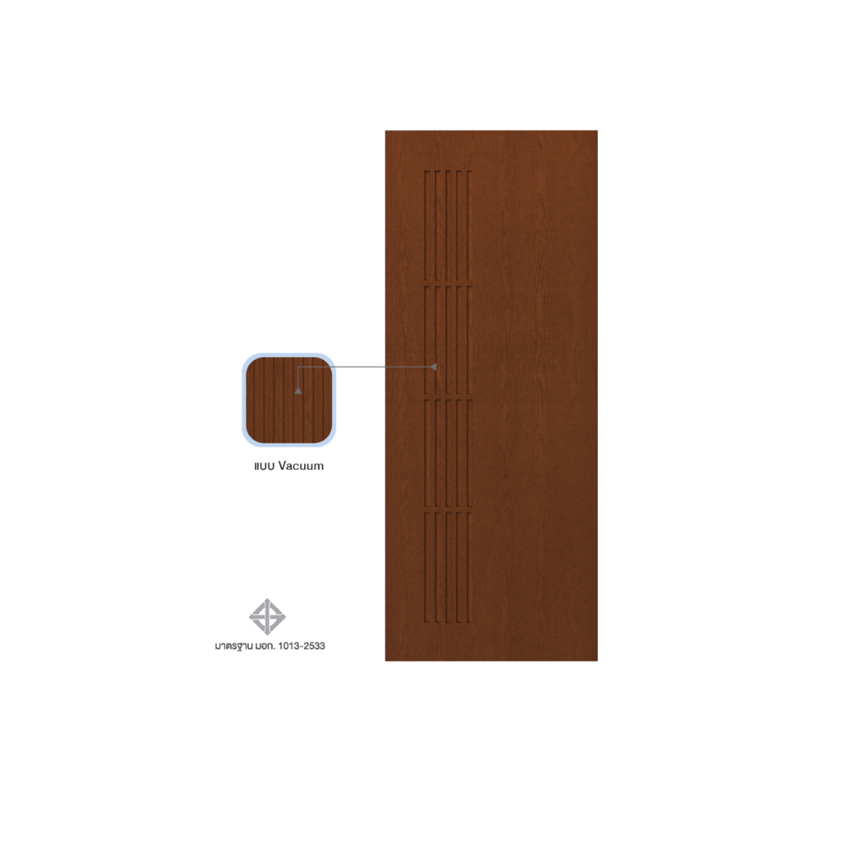 Polywood ประตู UPVC J-Series ภายนอกและภายใน 80x200cm. สีเอิร์ท/เจาะ [PJR-001]