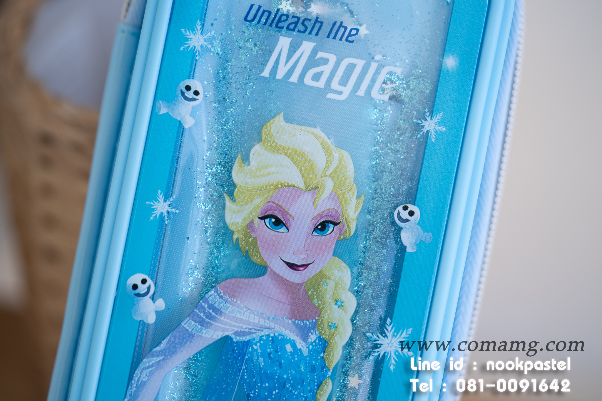 กล่องดินสอเอลซ่ากลิตเตอร์ รุ่นน้ำไหล สีฟ้า ลิขสิทธิ์แท้