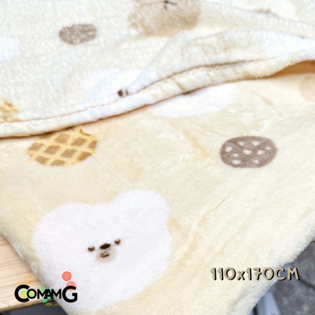 ผ้าห่ม ผ้านาโนขนนุ่ม ลายหมีสีน้ำตาล Biscuit bear ขนาด110x170cm สินค้าพร้อมส่ง