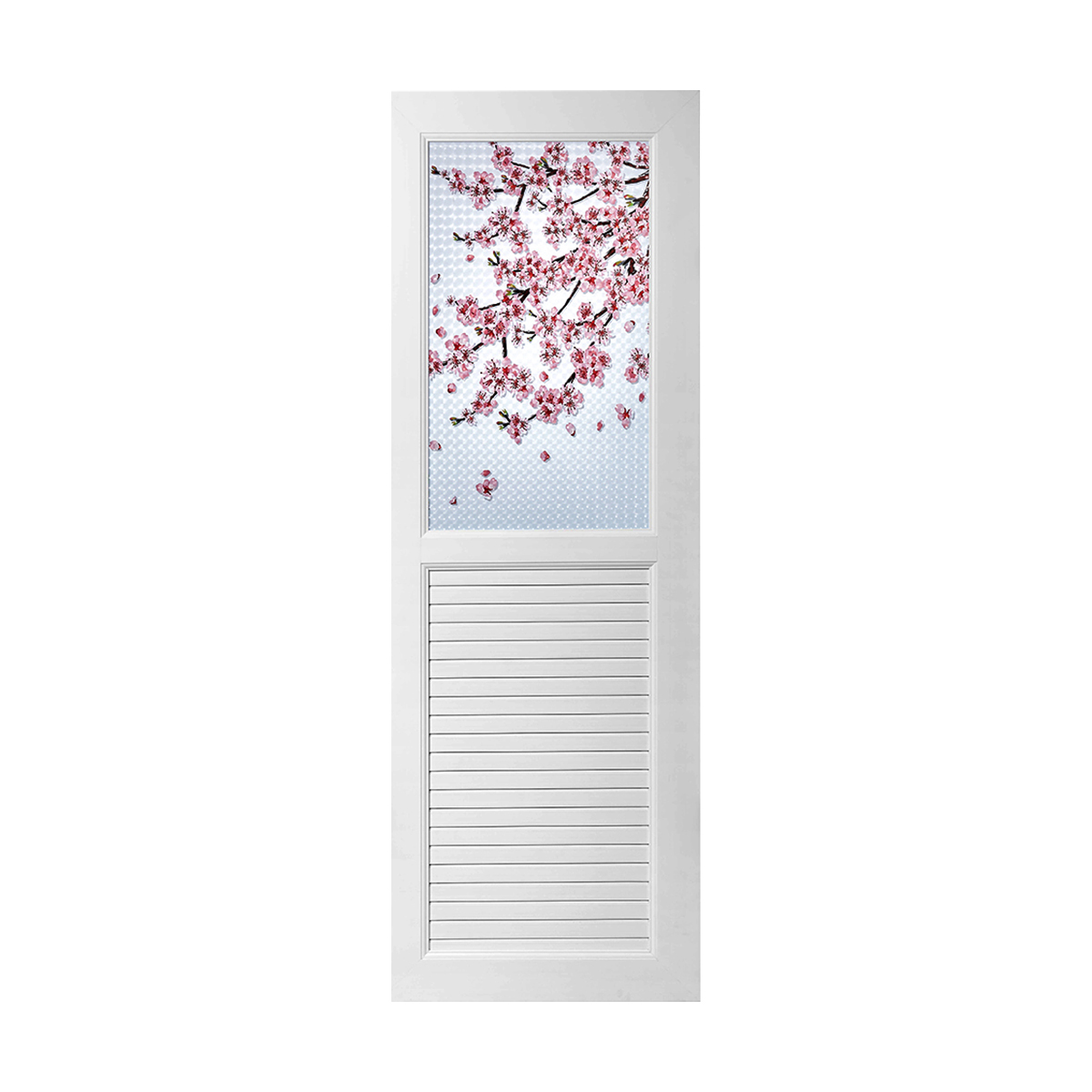 GODO ประตูห้องน้ำ UPVC กระจกพิมพ์ลายซากุระ 70x180 (ไม่รวมวงกบ)