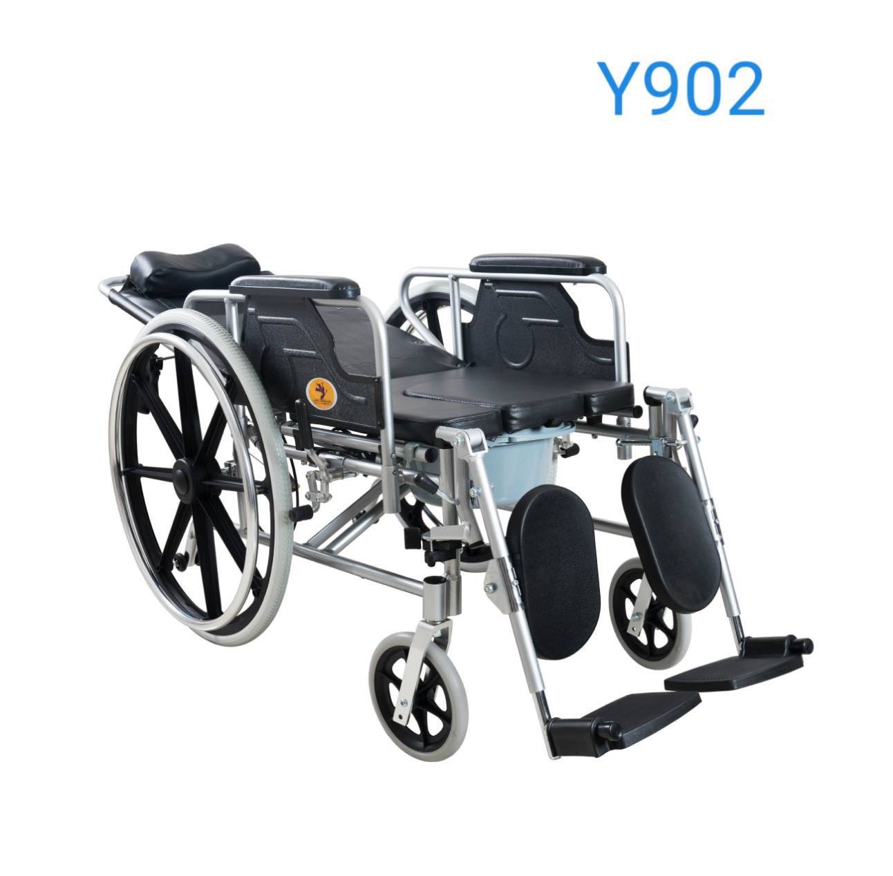 รถเข็นนั่งถ่ายปรับนอน อลูมิเนียมอัลลอยด์ พับได้ ล้อหลัง 24 นิ้ว