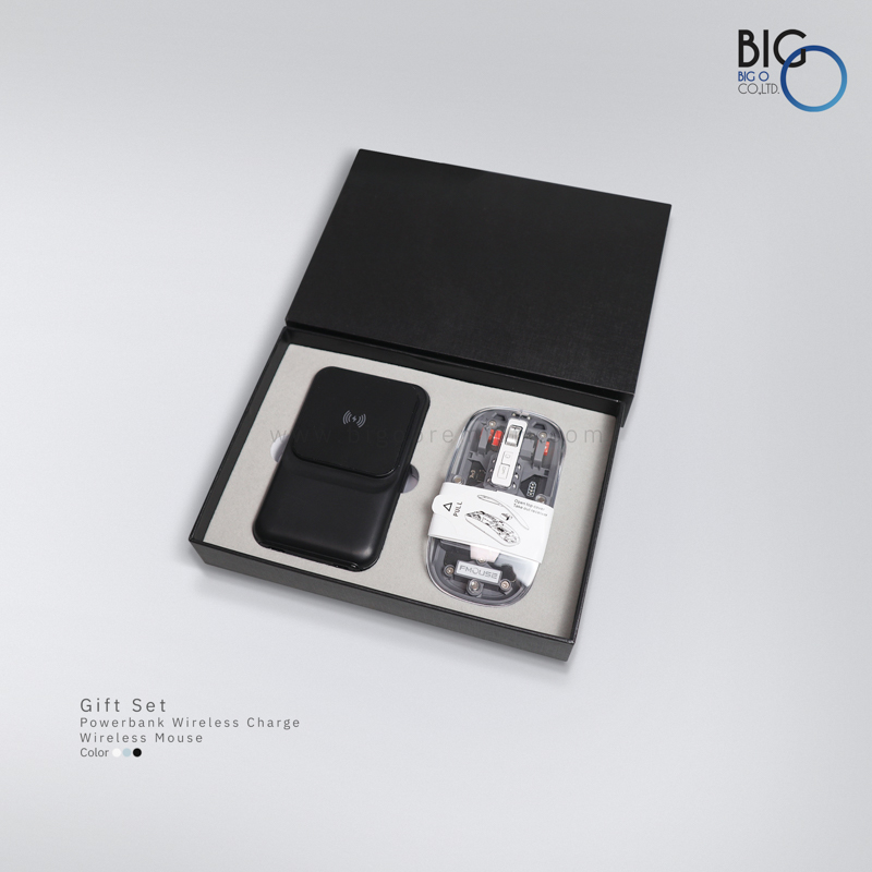 กิ๊ฟเซ็ทพรีเมี่ยม 2 ชิ้น พาวเวอร์แบงค์ชาร์จไร้สาย + เมาส์บลูทูธ