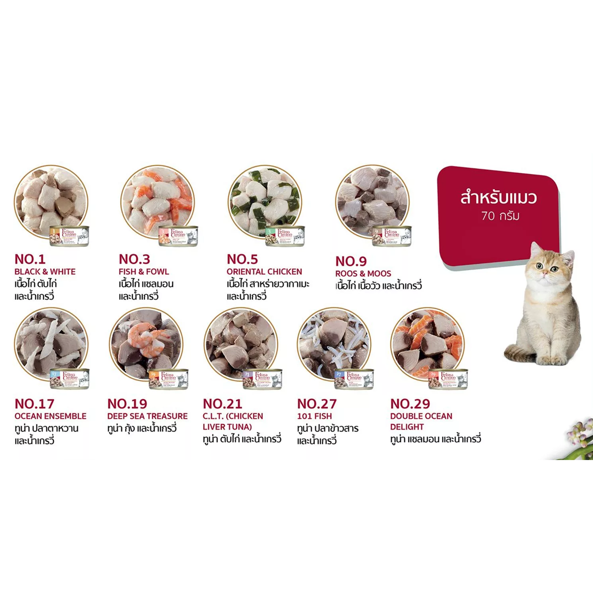 Felina Canino For Cat เฟลิน่า อาหารเปียกแมว ไม่มีสารเคมี ไม่ใส่สารปรุ่งแต่งและสารกันเสีย ขนาด 70 กรัม