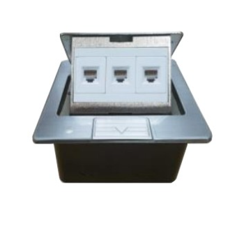 UL-2013A RJ11 POP-UP STAINLESS 3 PORT OUTLET W/DAMPING เต้ารับฝังพื้นมี DAMPING
