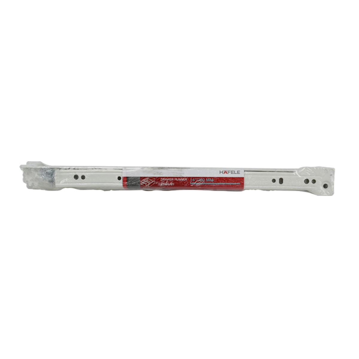 HAFELE รางลิ้นชักลูกล้อตอนเดียวรับใต้สีขาว 1.2 มม. 14 นิ้ว [494.04.323]