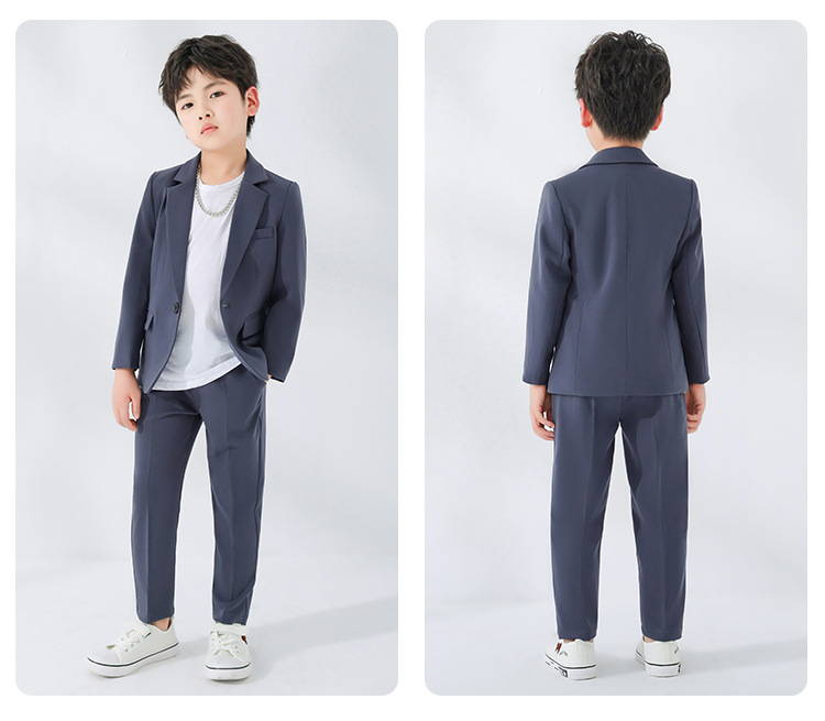 Bset0151- ชุดออกงานเด็กชายสีเทา 4ชิ้น มี เสื้อสูท+เสื้อยืดแขนยาวสีขาว+กางเกง ชุดจีนเด็กชายดูเก๋เท่ห์มีสไตล์ ทรงสวยเรียบหรูดูสุขุม เนื้อผ้าสวยใส่สบาย ขนาดชุด +ดูเพิ่ม ในรายละเอียด