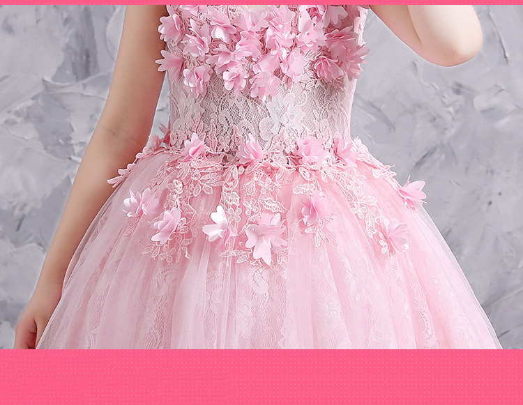 Gd33501 พร้อมส่งชุดเดรสออกงานเด็กสีชมพู ทรงสั้น พองฟูหลายชั้นสวยๆ