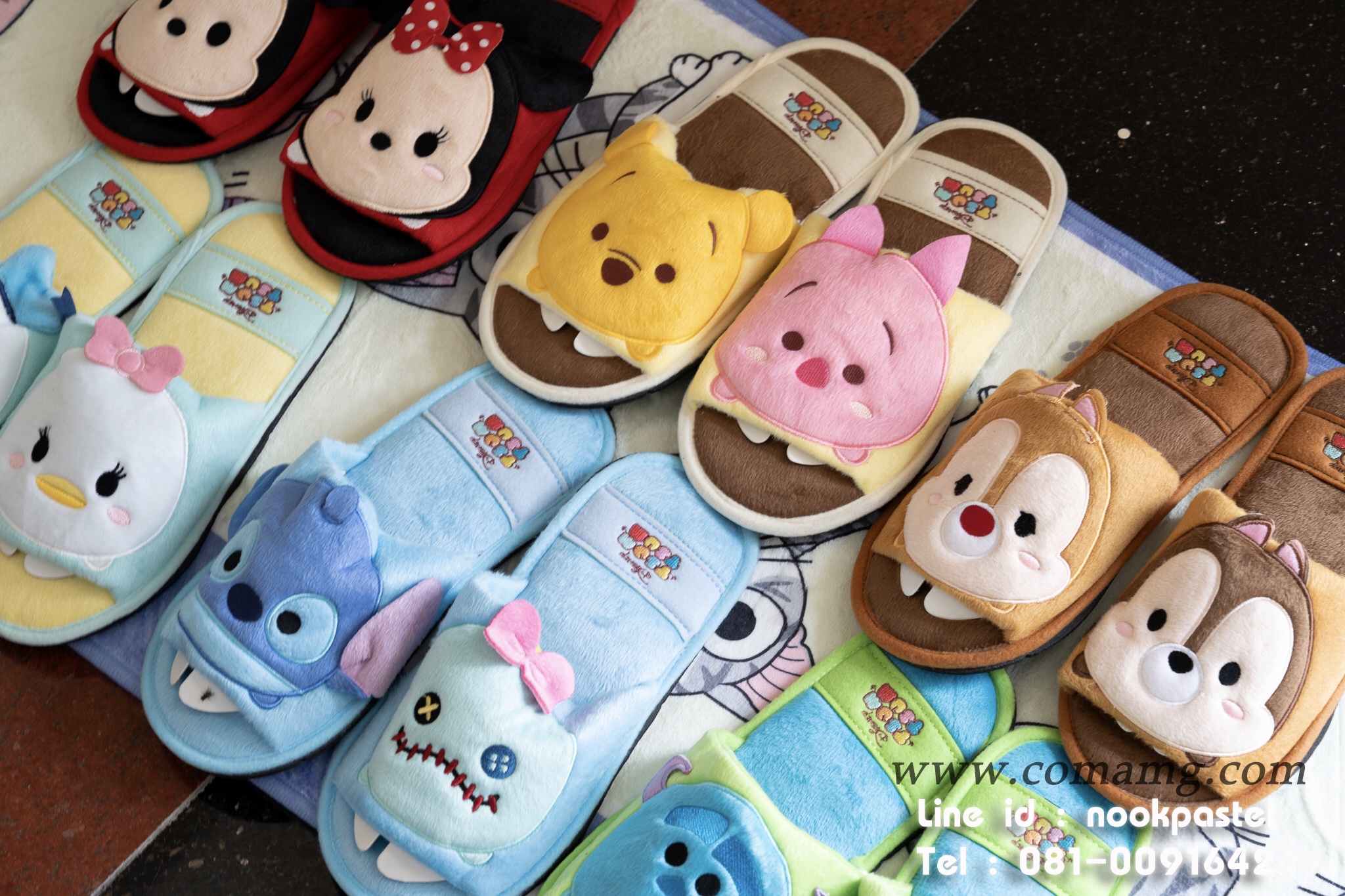 รองเท้าใส่ในบ้าน คิตตี้ โฟรเซ่น หมีพู มิกกี้ โดนันดักส์ ชิบกับเดล สติช พิกเล็ต มอนเตอร์ ดิสนี่ย์ (Disney tsum tsum) ลิขสิทธิ์แท้