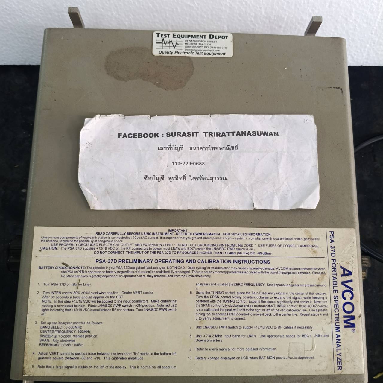 avcom portable spectrum analyzer psa-37d