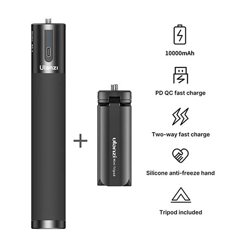 Ulanzi BG-3 10000mAh Power Bank Selfie Stick Hand grip รุ่นใหม่ ด้ามจับชาร์จได้ติดกล้อง GoPro / Phone l Action Camera