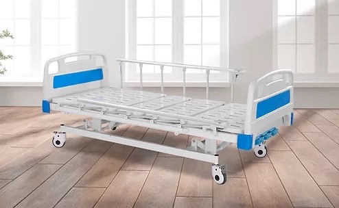 เตียงผู้ป่วยมือหมุน 3 ไกร์ หัว-ท้าย ABS ราวสไลด์ (Manual Hospital Bed) แถมพิเศษ ฟูกที่นอน 4 ตอน