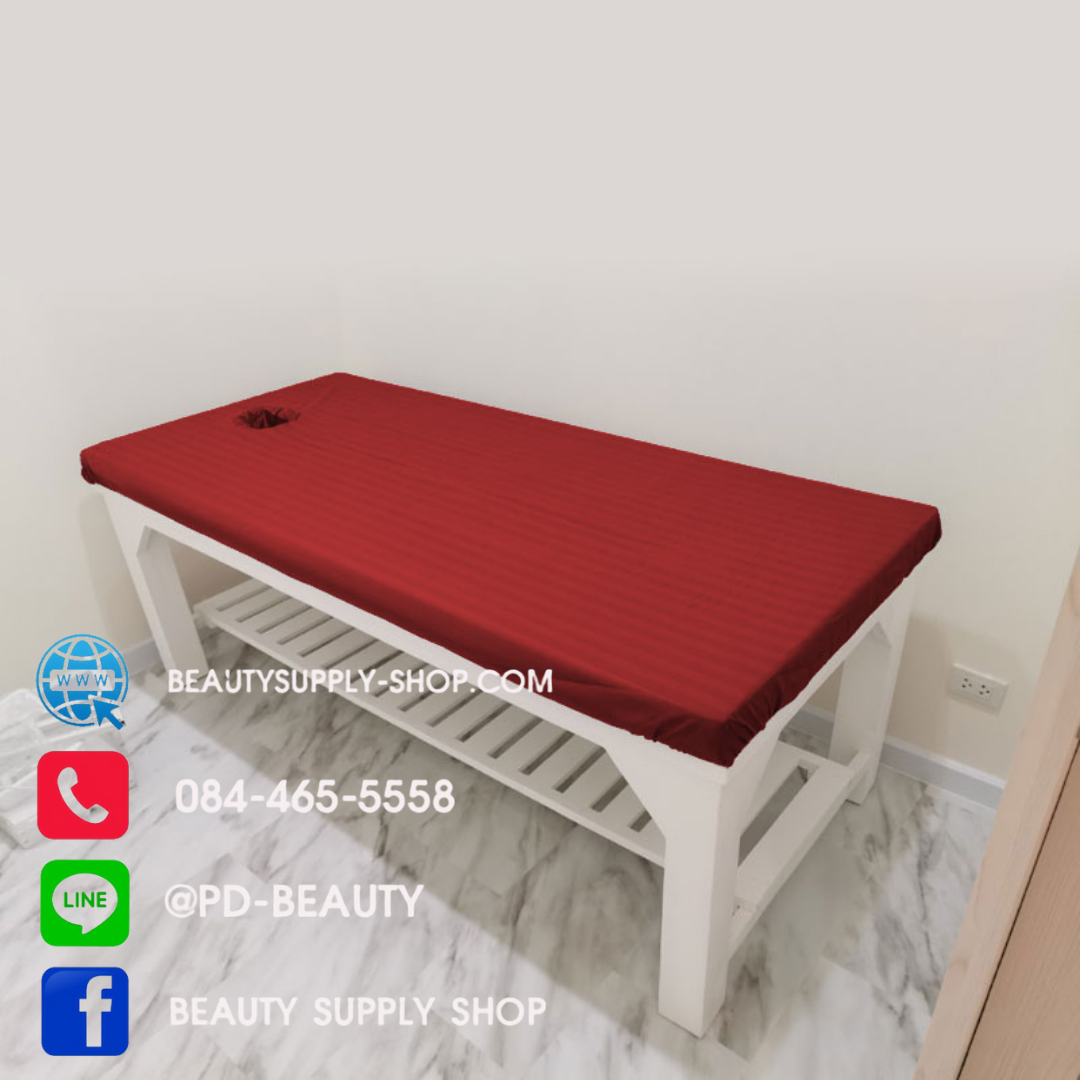 🔥 ขายดี🔥ผ้าปูเตียงสปา ผ้าปูเตียงนวดอโรม่า ผ้าปูเตียงนวดน้ำมัน ผ้าปูเตียงเจาะหน้า แบบรัดมุม (90*200*8cm)