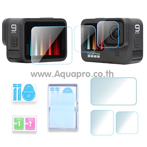 GoPro 11 /10 / 9 - 3 in 1 Protector Flim ฟิล์มกระจกนิรภัย กันรอยจอหลัง 3 in 1 LCD + เลนส์ + จอหน้า