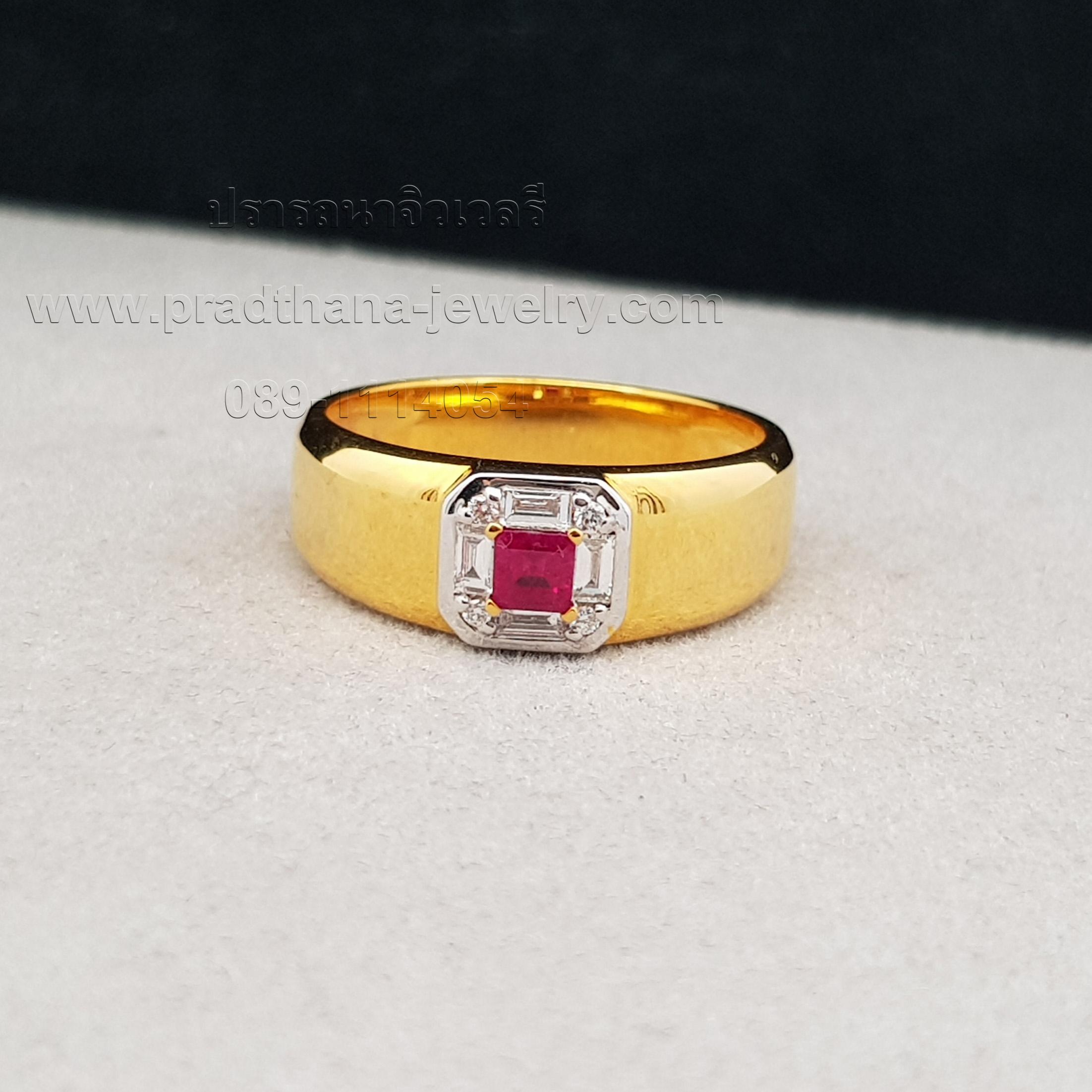 แหวนปลอกมีดทับทิมประดับเพชร **ขายแล้ว**