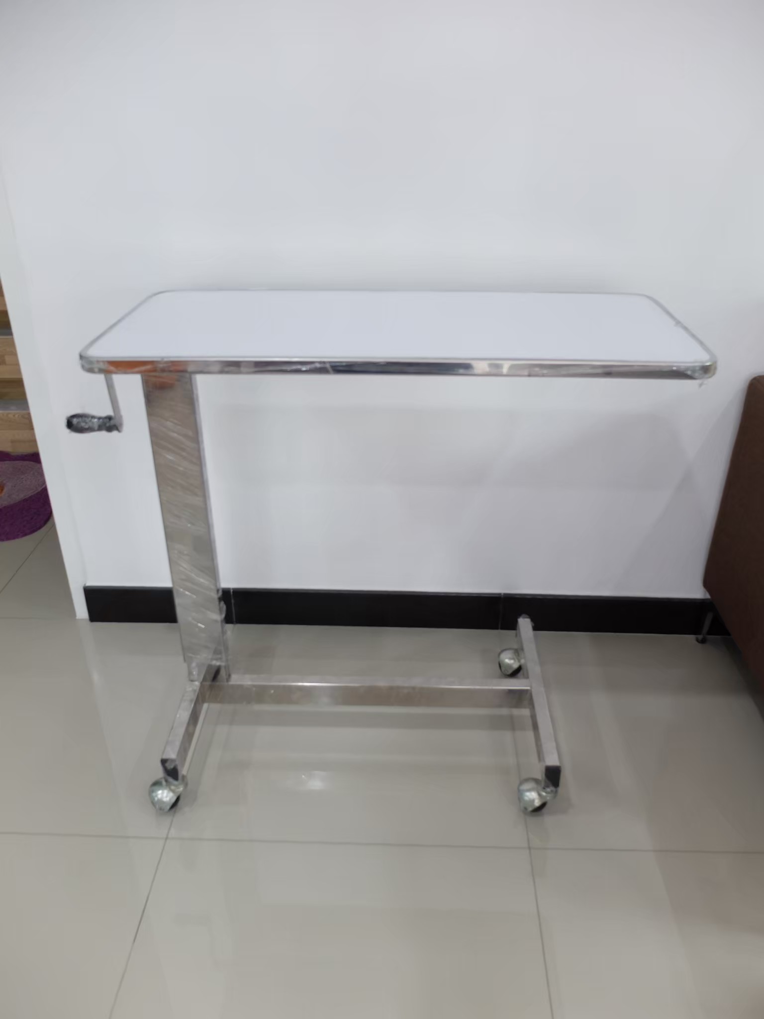 โต๊ะคร่อมเตียงสแตนเลส ขอบสแตนเลส PS38 (Best Seller)