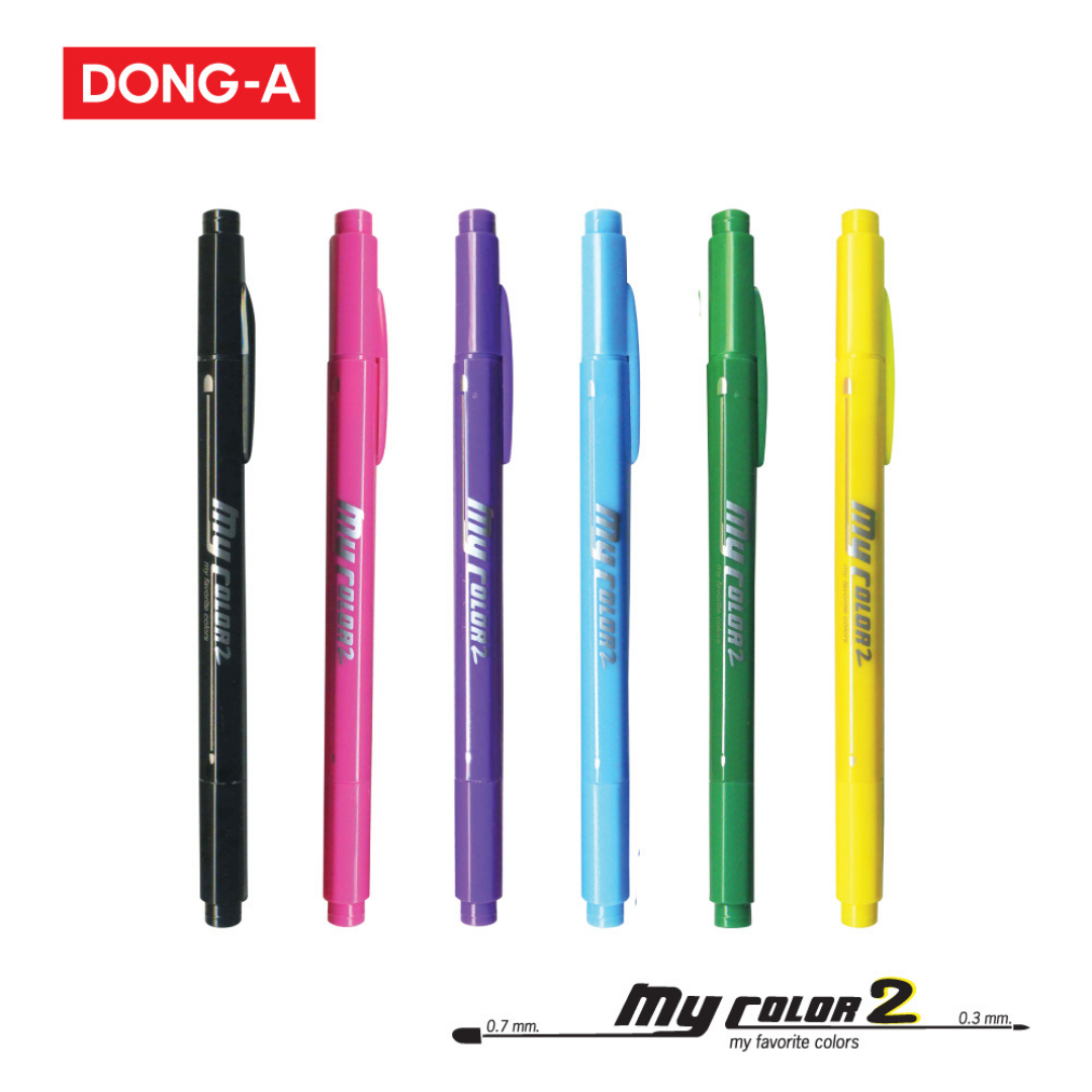 DONG-A ปากกาสี My Color MC2 2หัว ในด้ามเดียว สีสดใส ออกบิลได้ พร้อมส่ง