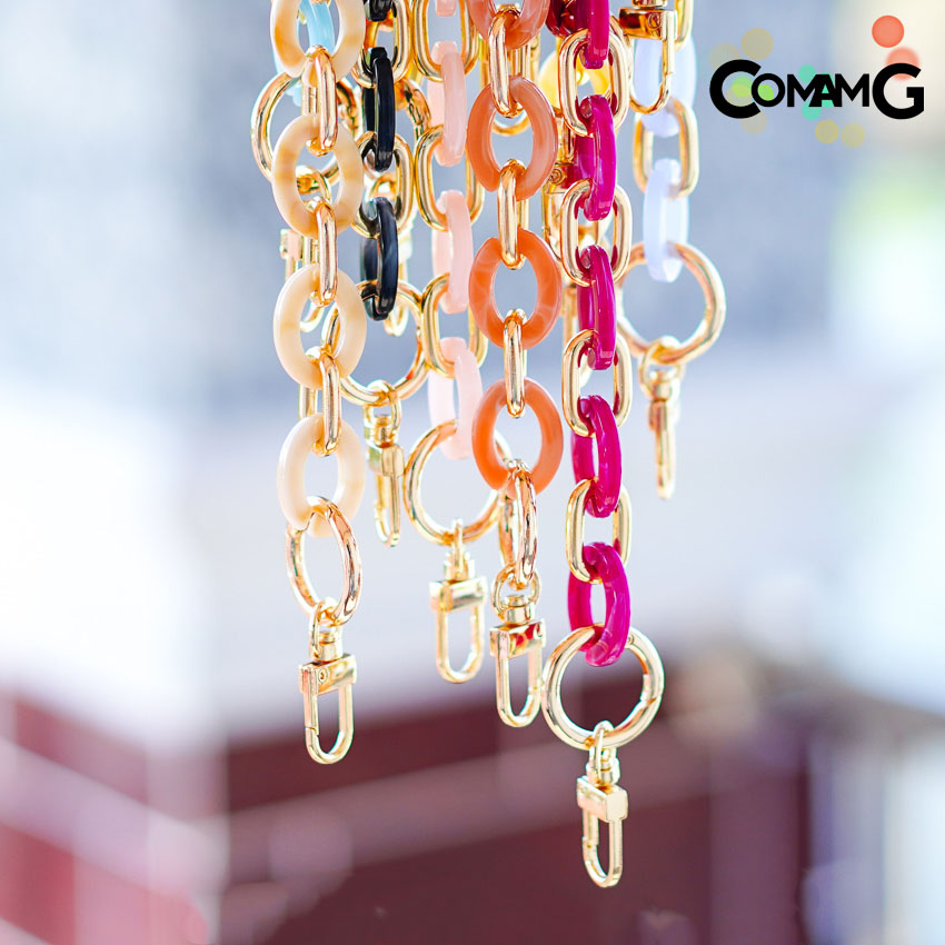 สายกระเป๋าอะคริลิค ลายหินอ่อน ทรงวงรี สายกระเป๋าสั้นสะพายไหล่ ยาว60ซม สินค้าพร้อมส่ง