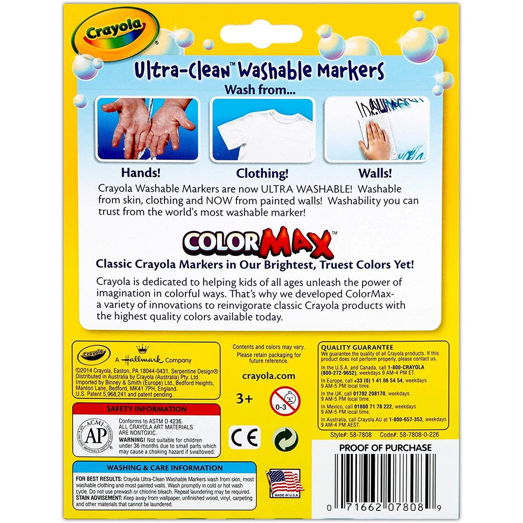 สีเมจิก Crayola Ultra Clean Washable Markers สีล้างออกได้