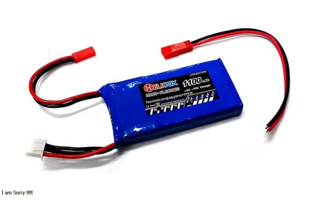 แบตเตอรี่ Li-Po HeliCoxNano 7.4V 1100 mAh 30C พร้อมสายต่อ
