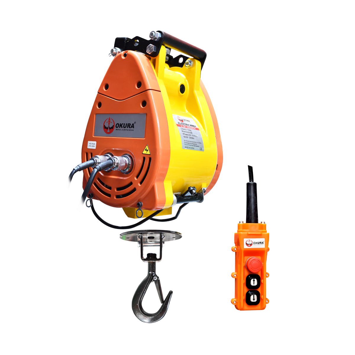 OKURA รอกสลิงไฟฟ้า 500KG สลิงยาว 30m E-OK-500MSH