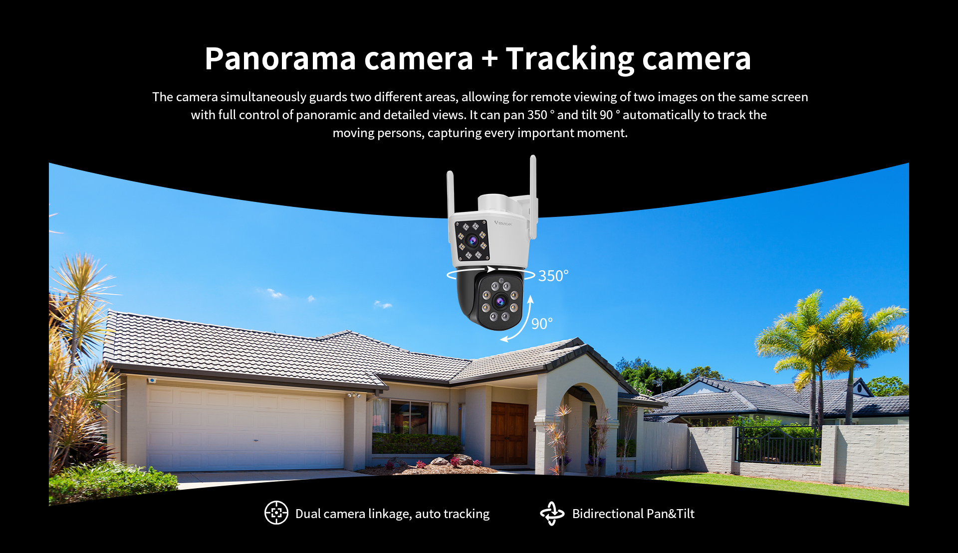 กล้องวงจรปิด Vstarcam CS662DR Dual-lens ภายนอก