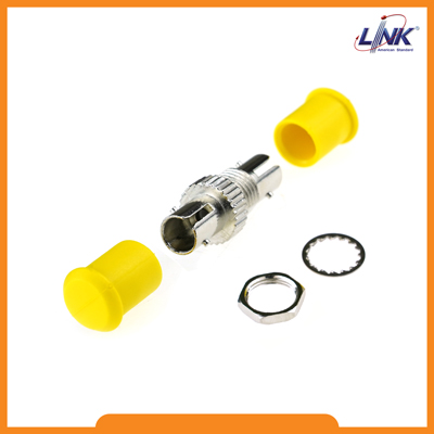UF-0044SM ST Fiber Optic Adapter, Single-mode Coupling, Ceramic Sleeve, Metal Housing