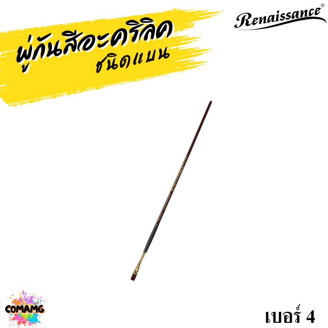 Renaissance พู่กันสีอะคริลิค ชนิดแบน เกรดคุณภาพสูง มีให้เลือกหลายเบอร์ พร้อมส่ง