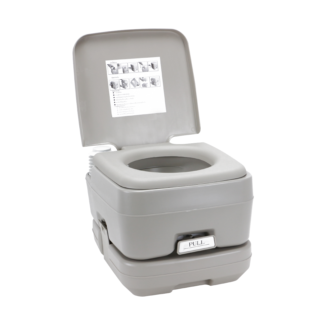 สุขาเคลื่อนที่ รุ่น P.4 ฝารองนั่งแบบวงกลม ความจุน้ำสะอาด 10 ลิตร ความจุของเสีย 10 ลิตร ฟรีสายฉีดชำระ