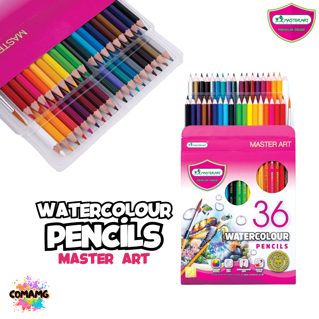 Master Art ดินสอสี สีไม้ระบายน้ำ มาพร้อมพู่กัน มี 12-48 สี พร้อมส่งสีไม้มาสเตอร์อาร์ต