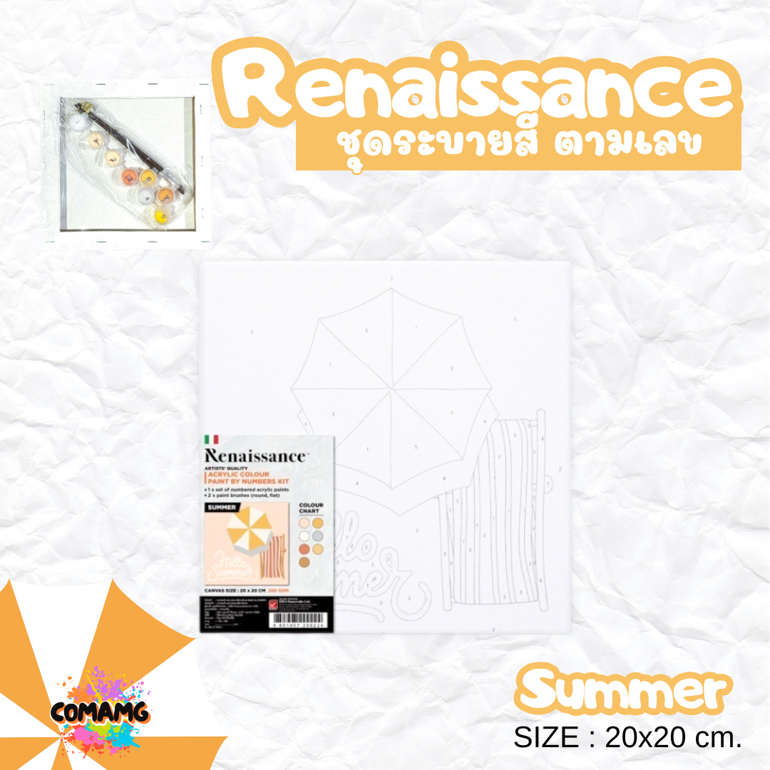 Renaissance ชุดแคนวาส ชุดระบายสีตามเลข Paint by Number Kit Size 20x20 cm. พร้อมส่ง