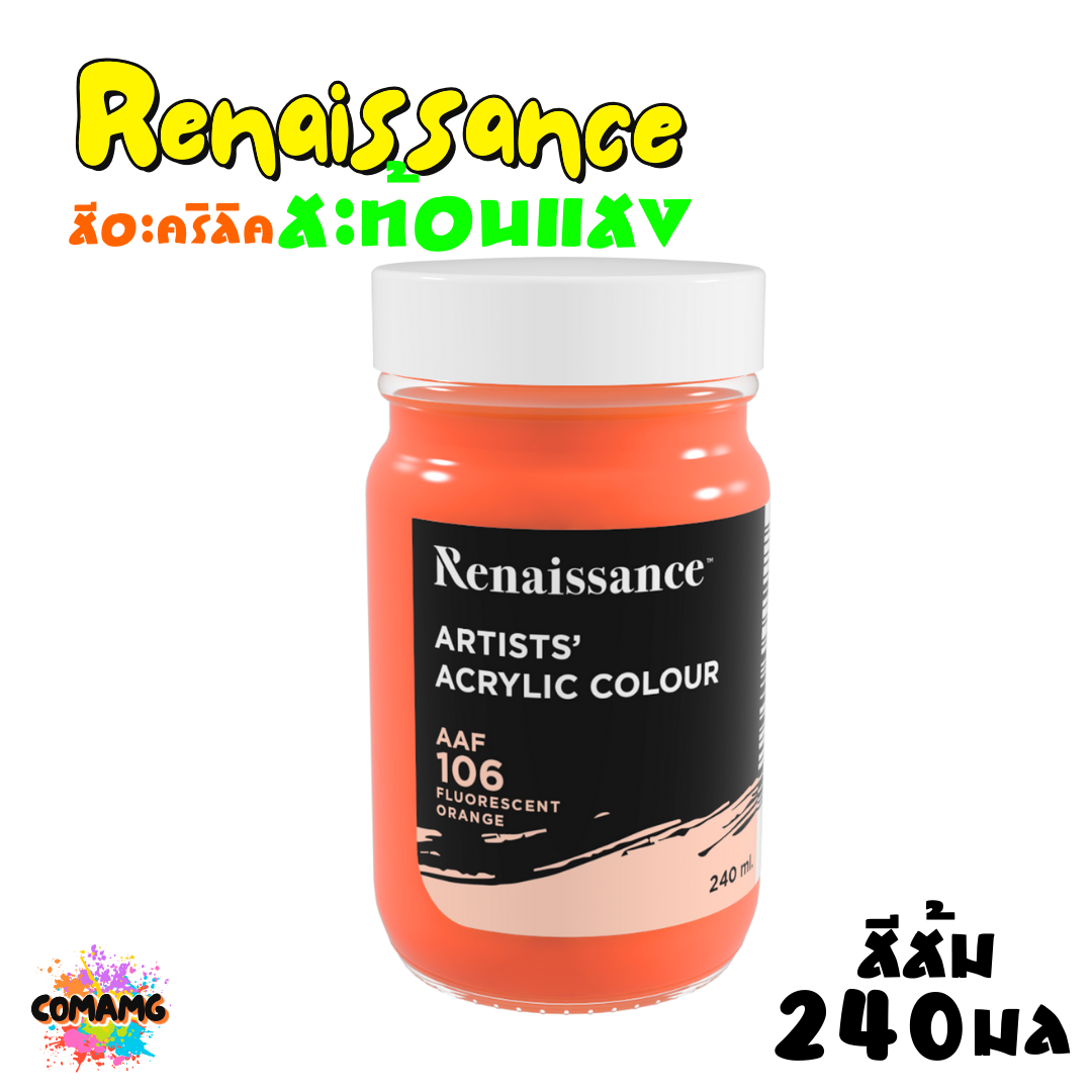 Renaissance สีอะคริลิค สะท้อนแสง ขวดใหญ่ ขนาด 240ml พร้อมส่ง