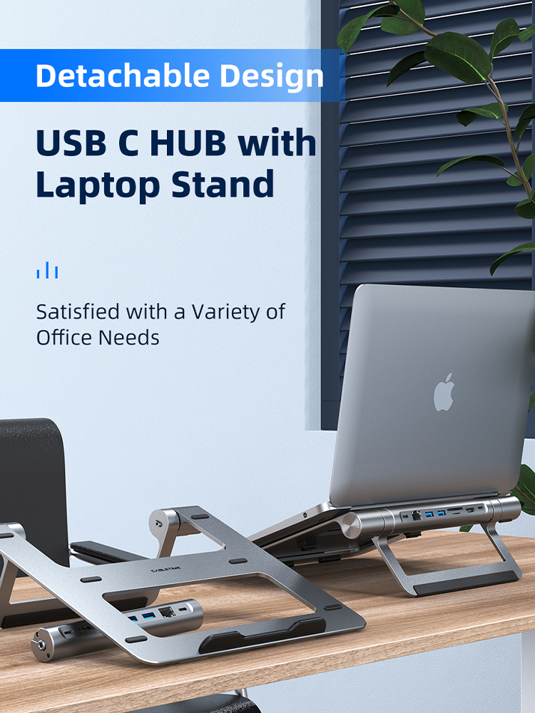 CABLETIME แท่นวางโน๊ตบุ๊ค 7-in-1 Multiport USB-C Hub with Laptop Stand