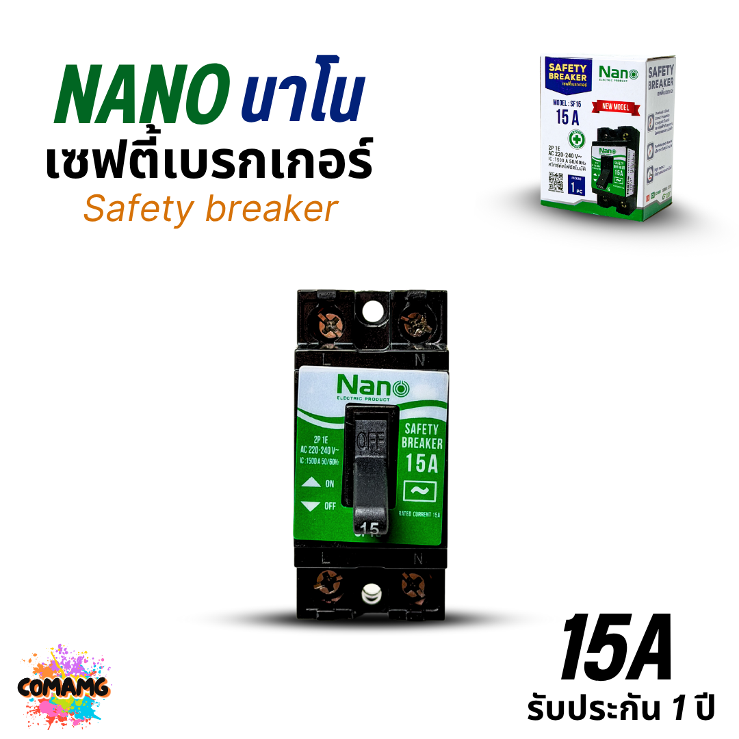 Nano เซฟตี้เบรกเกอร์ ตัดไฟฟ้าอัตโนมัติ Safety Breaker พร้อมกล่องครอบ ขนาด 10A,15A,20A,30A รับประกัน1ปี