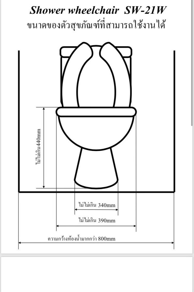 รถเข็นคร่อมสุขภัณฑ์ อาบน้ำ นั่งถ่าย อเนกประสงค์ Matsunaga Wheelchair รุ่น SW21W (入浴関連) แบรนด์จากประเทศญี่ปุ่น (รุ่นยอดนิยม)