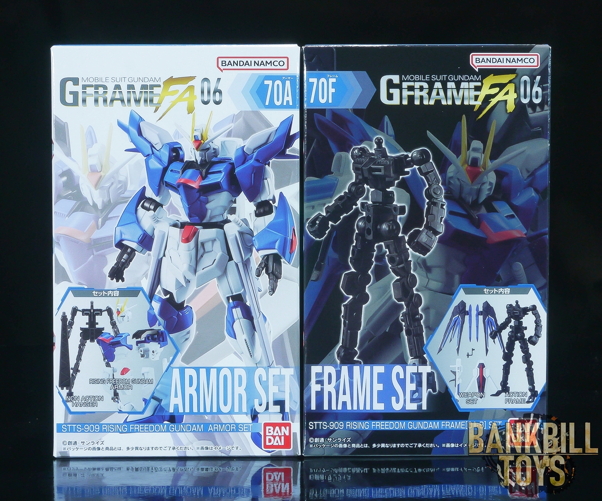 กันดั้ม Bandai Candy Toy Mobile Suit Gundam G Frame FA 06 No.70A STTS-909 Rising Freedom Gundam Armor Set + No.70F STTS-909 Rising Freedom Gundam Frame[01-B] Set (เซ็ตคู่ 2 กล่อง)
