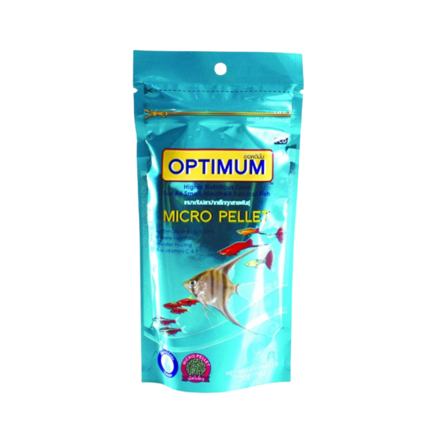 Optimum ออพติมั่ม ปลาปากเล็ก เม็ดไมโคร 50 กรัม