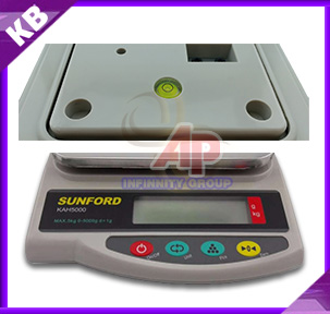 เครื่องชั่งตั้งโต๊ะ เครื่องชั่งดิจิตอล เครื่องชั่งน้ำหนัก เครื่องชั่งในครัวเรือน พิกัด 5kg ค่าะเอียด 0.1g ยี่ห้อ SUNFORD รุ่น KAH5000S พิกัด 5kg/0.1g
