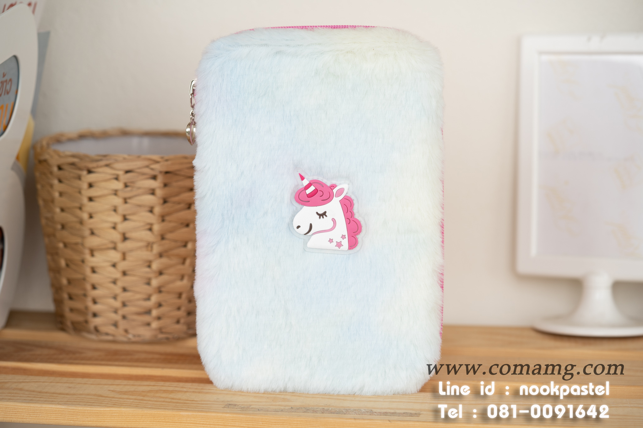 กระเป๋าใส่เครื่องเขียนผ้าขนตุ๊กตา ม้ายูนิคอน