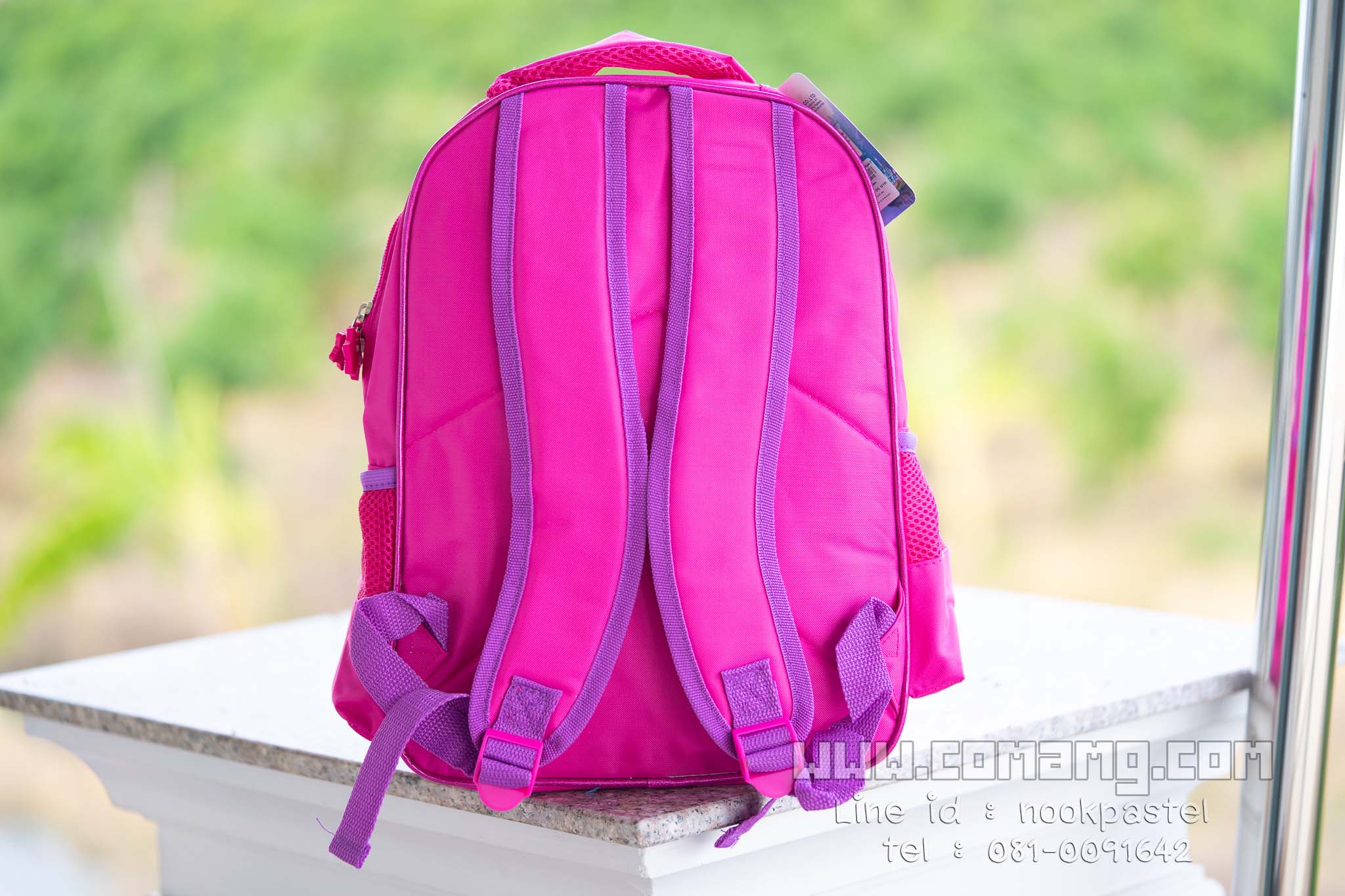 กระเป๋าสะพายหลังเอลซ่าอันนา ลายนูน 3D สีชมพู ลิขสิทธิ์แท้