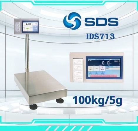 ตาชั่งดิจิตอล เครื่องชั่งน้ำหนักตั้งพื้น 100กิโลกรัม ความละเอียด 5กรัม แบบมีเครื่องพิมพ์สติกเกอร์ในตัว ยี่ห้อ SDS รุ่น IDS713มี Built-In Printer ในตัว สามารถปริ้นสติ๊กเกอร์ได้