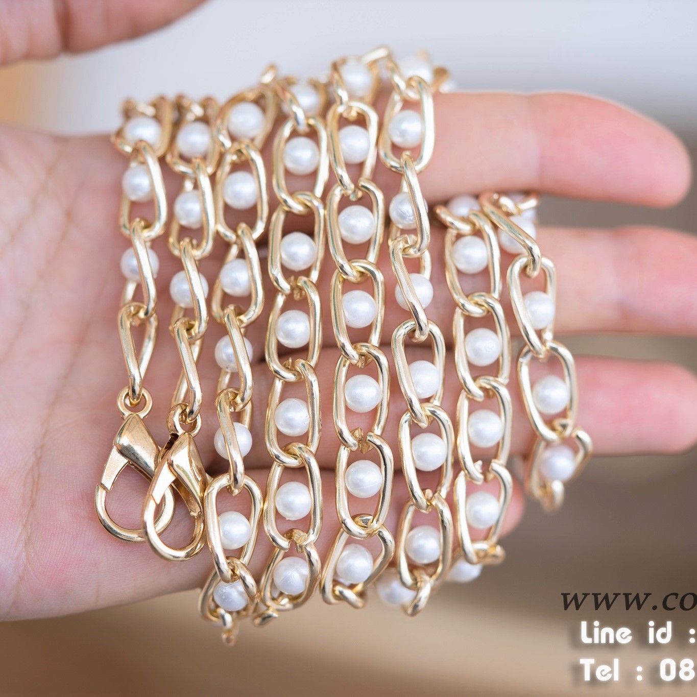 สายกระเป๋าโซ่ไข่มุก สายไข่มุก พร้อมส่ง