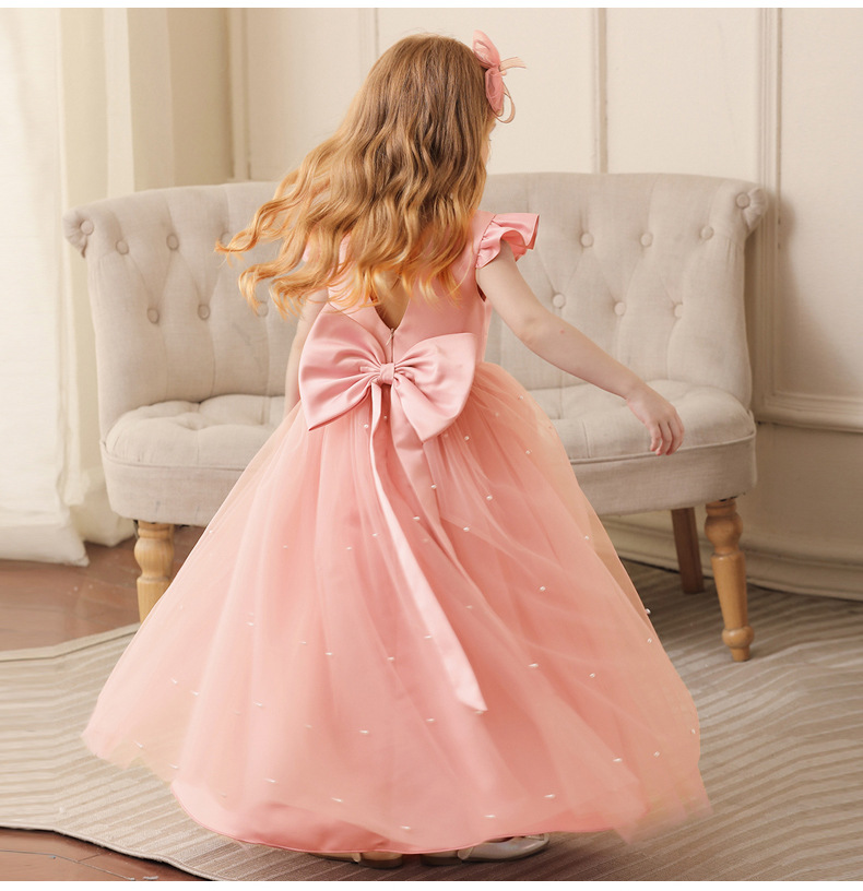 Gd4118- พร้อมส่งจากไทย ชุดราตรีเด็กสีชมพู และชมพูกลีบบัว ชุดออกงานเด็กหญิงทรงยาว และหน้าสั้น-หลังยาว ตกแต่งมุก ทรงสวยสุดหวาน สำหรับเด็กเล็ก-เด็กโต